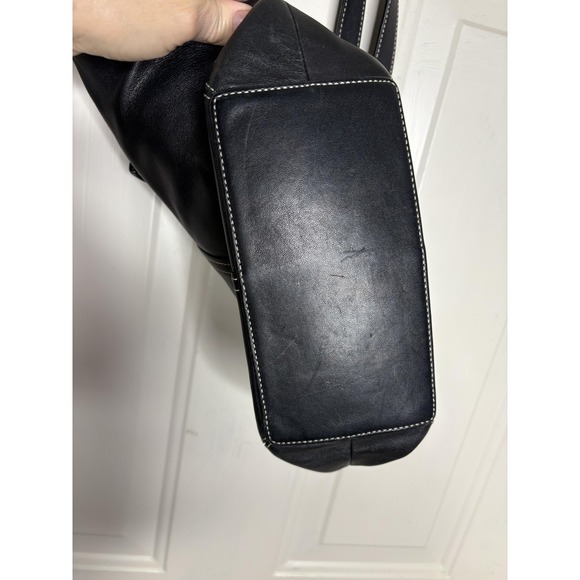 Coach Shoulder Bag Womens Medium Black Leather Zip Tote Buckle Purse Everyday - Picture 4 of 9